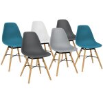 Idmarket - lot de 6 chaises sandra mix color blanc, gris clair, gris fonc� x2, bleu canard x2