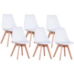 Lot de 6 chaises de salle a manger - coussin de siège en cuir - scandinave(blanc) - wokaka Lot de 6 chaises de salle a manger - coussin de siège en cuir - scandinave(blanc) - wokaka