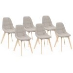 Idmarket - lot de 6 chaises scandinaves gaby beige en tissu pour salle � manger