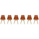 Sweeek - lot de 6 chaises scandinaves. pieds bois de h�tre. chaises 1 place. terracotta