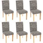 Lot de 6 chaises de s�jour littau, tissu gris words fabric, pieds clairs