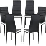 Lot de 6 chaises avec surpiq�re, chaises de cuisine tapiss�es, chaises � manger pack 6 (noir et blanc, ...