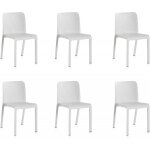 Lot de 6 chaises de table - salle � manger - cuisine - interieur / exterieur en r�sine coloris blanc ...