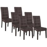Lot de 6 chaises en tissu et bois - marron - villosa
