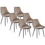 Vente - unique ? lot de 6 chaises en velours taupe ? structure m�tal noir ? confort mousse polyur�thane ...