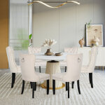 Lot de 6 chaises de salle � manger confortables en velours, chaise de cuisine en pieds bois massif, chaise ...