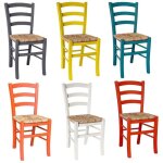 Set de 6 chaises venezia en bois vert, blanc, rouge, gris, jaune, turquoise