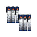Lot de 6 colles mastic marine sika sikaflex 291i - noir - 300ml