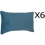 Pegane - lot de 6 coussins rectangulaires 100% polyester coloris bleu - dim : l. 50 x l. 30 cm