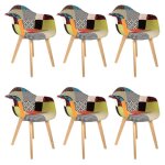 Ac - deco - lot de 6 fauteuils patchwork multicolore home deco factory Ac - deco - lot de 6 fauteuils patchwork multicolore home deco factory