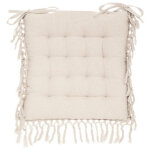 Pegane - lot de 6 galettes de chaise carres coloris ivoire en coton - longueur 40 x profondeur 40 x ...