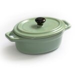 Lot de 6 mini cocottes ovales bleues - vertes avec couvercle et poign�es hobbycook