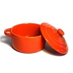 Lot de 6 mini cocottes rouges double poign�e avec couvercle hobby cook