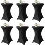 Lot de 6 noir housse pour table haute, nappe mange debout 80x110cm noir nappes � coins carr�s extensibles ...