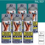 Lot de 6 peintures a�rosol ral 5021 bleu d'eau brillant 400ml motip