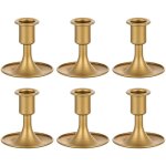 Lot de 6 petite bougeoirs m�tal pour bougies pilier, chandelier bougeoir dor� d�coratif supports de bougie ...