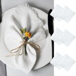 Lot de 6 serviettes de table tissu, serviette tissu avec franges, lavable et r�utilisable serviette gaze ...
