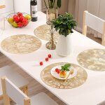 Lot de 6 sets de table ronds dorés, napperons en pvc doré, napperons creux, napperons en vinyle pressé, ... Lot de 6 sets de table ronds dorés, napperons en pvc doré, napperons creux, napperons en vinyle pressé, ...
