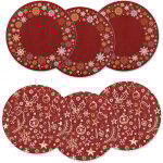 Lot de 6 sous assiettes de nol rondes 33 cm pvc dcoration de table antitaches - des. a