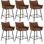 Woltu - lot de 6 tabourets de bar, tabouret bistro rembourr�, chaise haute en similicuir, pieds en m�tal, ...