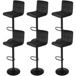 Lot de 6 tabouret de bar en velours chaise de cuisine pivotante avec dossier et repose - pieds noir