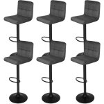 Lot de 6 tabouret de bar en velours?hauteur r�glable, chaise de cuisine pivotante avec dossier et repose ...