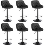 Lot de 6 tabouret de bar en velours reglable en hauteur et pivotant pour bar comptoir cuisine noir