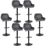 Sifree - lot de 6 tabouret debar, chaise de cuisine, gris braga tissu