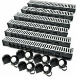 Helloshop26 - lot de 6 x 1 m caniveaux grille recouvrement 1, 5 tonnes fonte drainage eaux usées évacuation ... Helloshop26 - lot de 6 x 1 m caniveaux grille recouvrement 1, 5 tonnes fonte drainage eaux usées évacuation ...