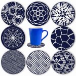 Ersandy - lot de 8 dessous de verre ronds en silicone bleu 10 cm