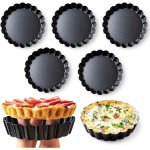 Lot de 8 mini moules � tarte de 4 pouces avec fond amovible, moule � quiche rond antiadh�sif profond, ...