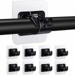 Lot de 8 supports de tringle � rideau tige sans forage support de barre auto - adh�sif transparent, noir ...