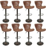Yongqing - lot de 8 tabouret de bar r�tro avec dossier et repose - pieds chaises rembourr�s en su�de ...