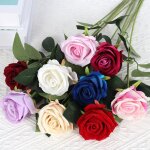 Lot de 9 pcs fleurs artificielles roses fausses de couleurs differentes longue tige roses artificielles ...