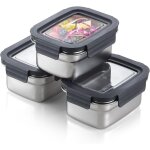 Lot de bo�tes repas acier inox 600 ml, herm�tiques empilables, �tanches, bent? r�utilisable
