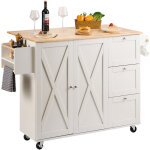 Vevor lot central 115x39 cm desserte de cuisine a roulettes 1 armoire 3 tiroirs meuble de cuisine avec ...
