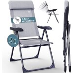 Lot de chaises de jardin pliables réglables en 7 positions en aluminium avec dossier haut fonction couchage ... Lot de chaises de jardin pliables réglables en 7 positions en aluminium avec dossier haut fonction couchage ...