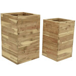 Jardideco - lot de deux cache - pots carrés en bois d'acacia Jardideco - lot de deux cache - pots carrés en bois d'acacia