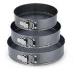 Lot moules  charnire, 3 plats ronds, diamtre de 24, 26, 28 cm, acier inoxydable, antiadhsifs, anthracite ...