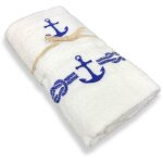 Lot de serviettes en �ponge mer marin avec ancre bleue