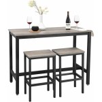 Vasagle lot table et chaises de bar, table haute avec 2 tabourets de style industriel, pour cuisine, ...