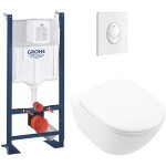 Lot wc modèle suspendu villeroy et boch universo twistflush blanc + bâti et plaque blanche grohe Lot wc modèle suspendu villeroy et boch universo twistflush blanc + bâti et plaque blanche grohe