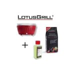 Barbecue rouge xl avec piles et c�ble d'alimentation usb + 1kg de charbon de bois de h�tre + gel combustible ...
