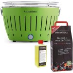 Barbecue vert avec piles et c�ble d'alimentation usb + 2, 5 kg de charbon de bois de h�tre + gel combustible ...