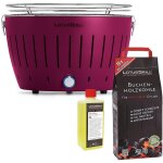 Barbecue violet avec piles et câble d'alimentation usb + 2, 5 kg de charbon de bois de hêtre + 500 ml ... Barbecue violet avec piles et câble d'alimentation usb + 2, 5 kg de charbon de bois de hêtre + 500 ml ...