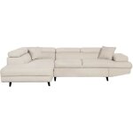 Usinestreet - canap� d'angle gauche convertible rio scandinave avec coffre en tissu - beige, pieds noir ...