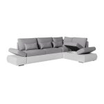Canapé d'angle réversible convertible sevara 4 places - pu blanc et tissu gris clair - coffre de rangement ... Canapé d'angle réversible convertible sevara 4 places - pu blanc et tissu gris clair - coffre de rangement ...