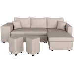 Loungitude - canapé d'angle réversible oslo avec coffre et poufs gauche en tissu beige Loungitude - canapé d'angle réversible oslo avec coffre et poufs gauche en tissu beige