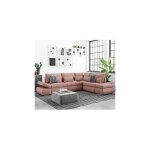 Loungitude - canap d'angle rversible en velours ctel vieux rose - svara