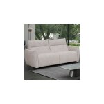 Loungitude - canap de relaxation lectrique 3 places en tissu beige - merri